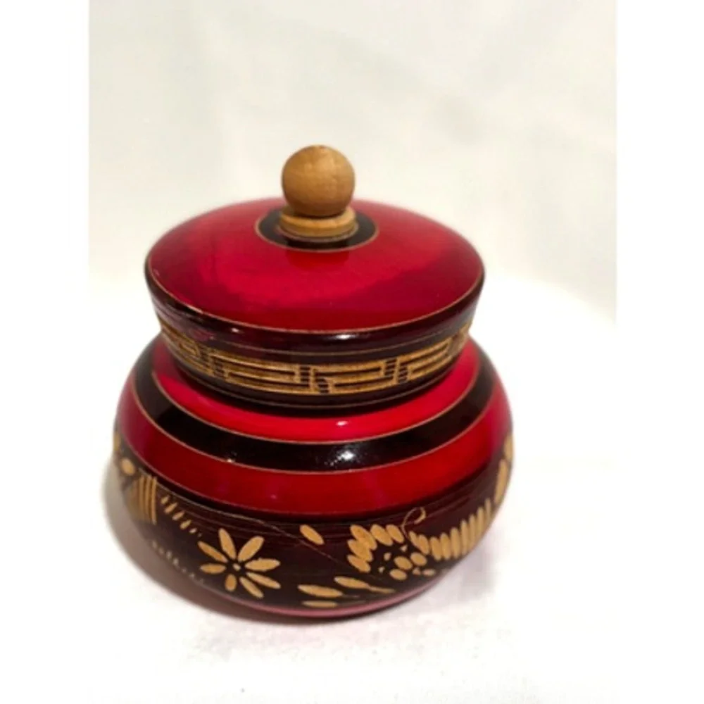 Cabo‎ Carved Hispanic Aztec Tribal, HAND CRAFTED Spice Trinket Lidded Jar Pot